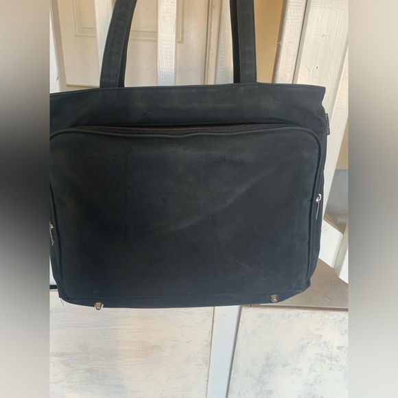 Messenger Tote purse for work, school, or travel in black color. - Picture 2 of 5